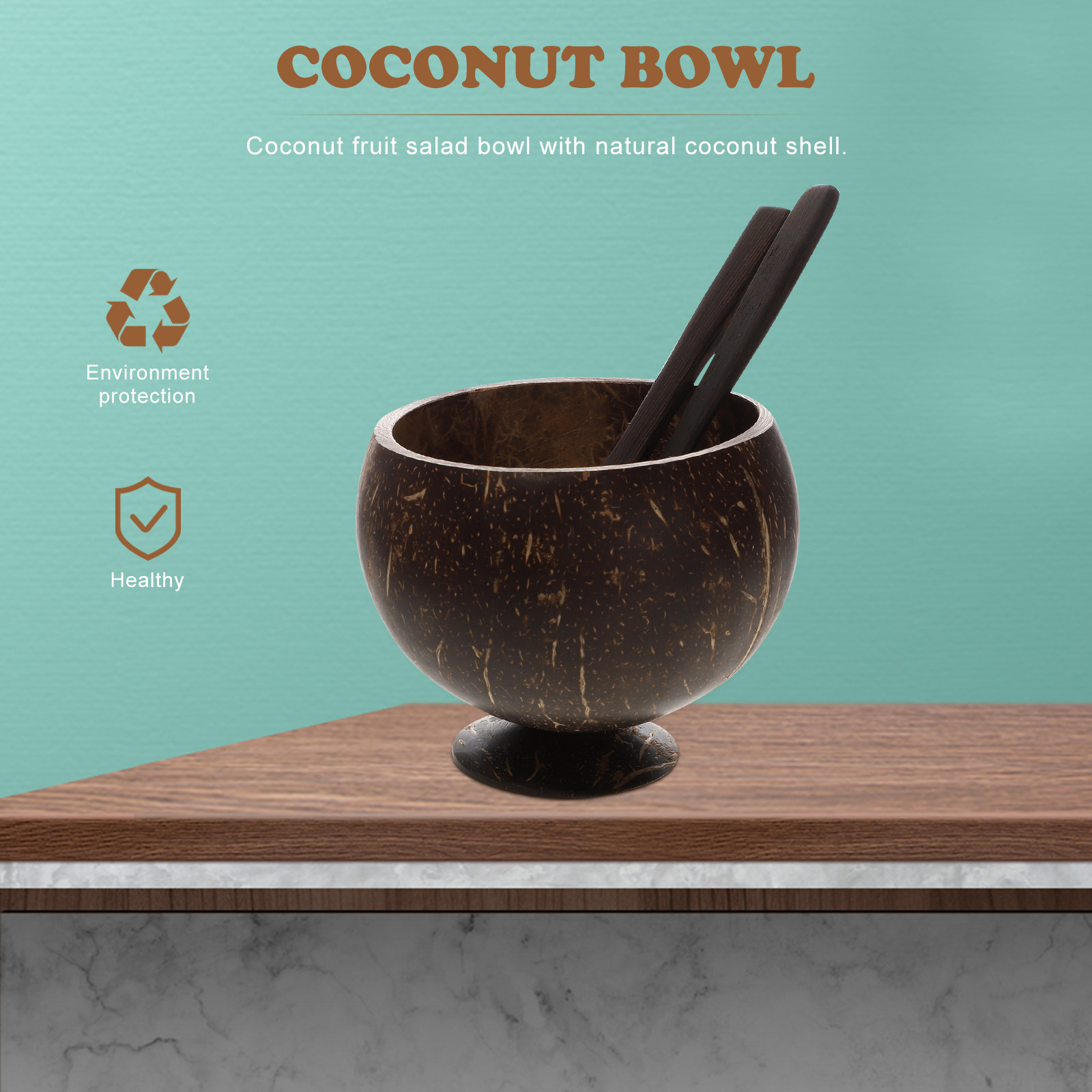 1Set Coconut Shell Bowl Set Na - Food Snacks Healthy review and price