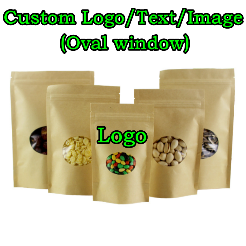 100PCS Kraft Paper Oval Window - Logo Food Snack review and price